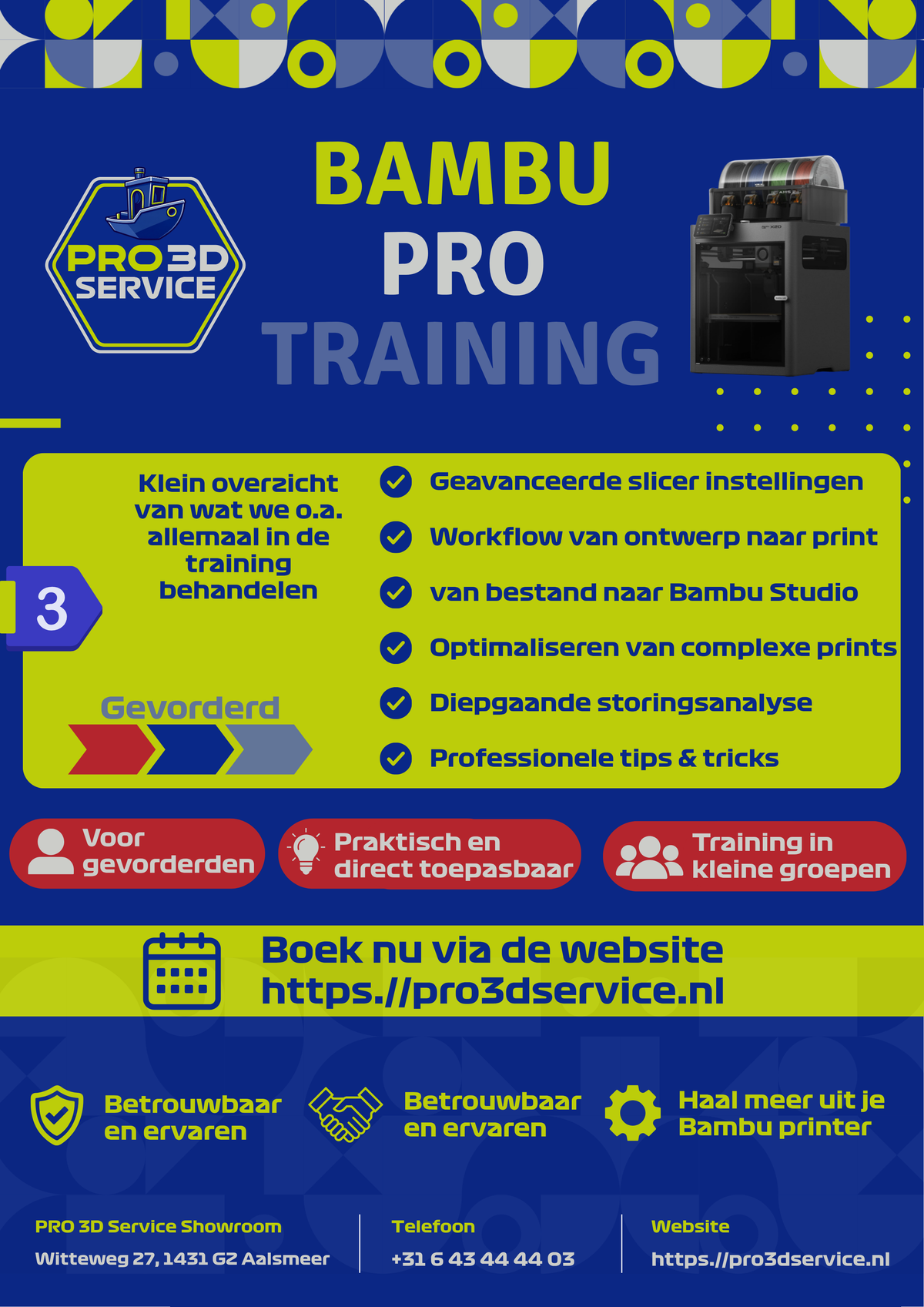 PRO 3D Service Academy - Bambu Pro - Gevorderd