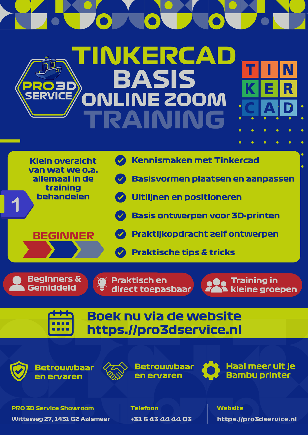 PRO 3D Service Academy - Online Zoom - Tinkercad Basis (beginner)